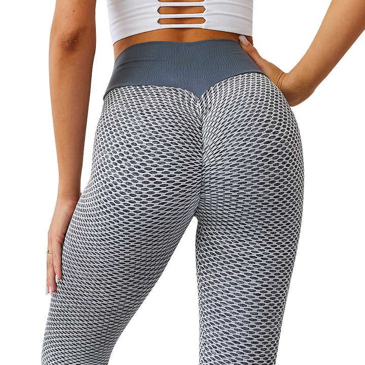 CHRLEISURE Grid Tights Yoga Pants Women Seamless High Waist Leggings Breathable Gym Fitness Push Up Clothing Girl Yoga Pant freeshipping - Etreasurs