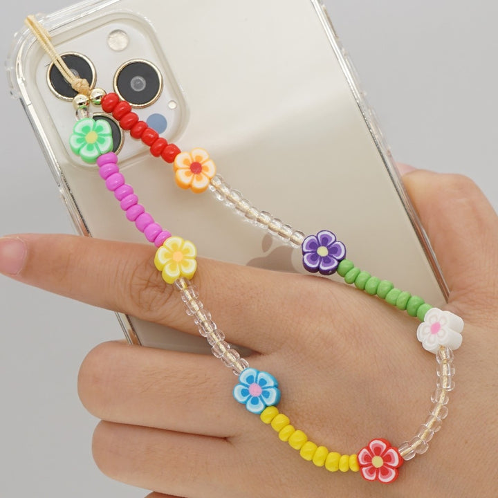 Shinus Heishi Disc Beads Crystal Chain For Phone Mobile Phone Lanyard Smile Cell Phone Chains 2021 LOVE Letter String Wristband freeshipping - Etreasurs