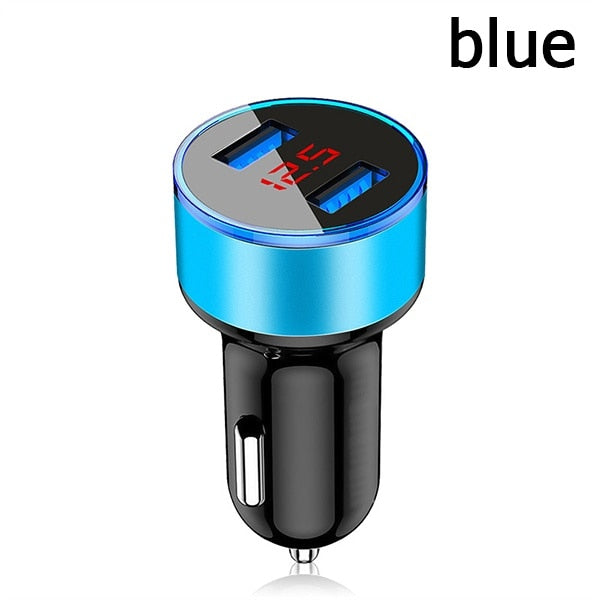 Car Charger Dual USB QC 3.0 Adapter Cigarette Lighter LED Voltmeter For All Types Mobile Phone Charger Smart Dual USB Charging freeshipping - Etreasurs