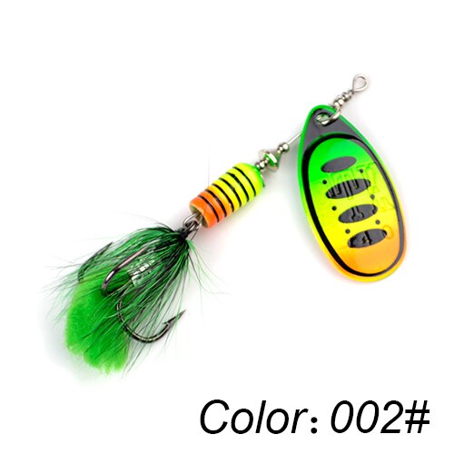 FTK 1pc Spinner Bait 7.5g 12g 17.5g Hard Spoon Bass Lures Metal Fishing Lure With Feather Treble Hooks For Pike Fishing freeshipping - Etreasurs