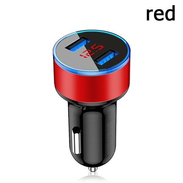 Car Charger Dual USB QC 3.0 Adapter Cigarette Lighter LED Voltmeter For All Types Mobile Phone Charger Smart Dual USB Charging freeshipping - Etreasurs