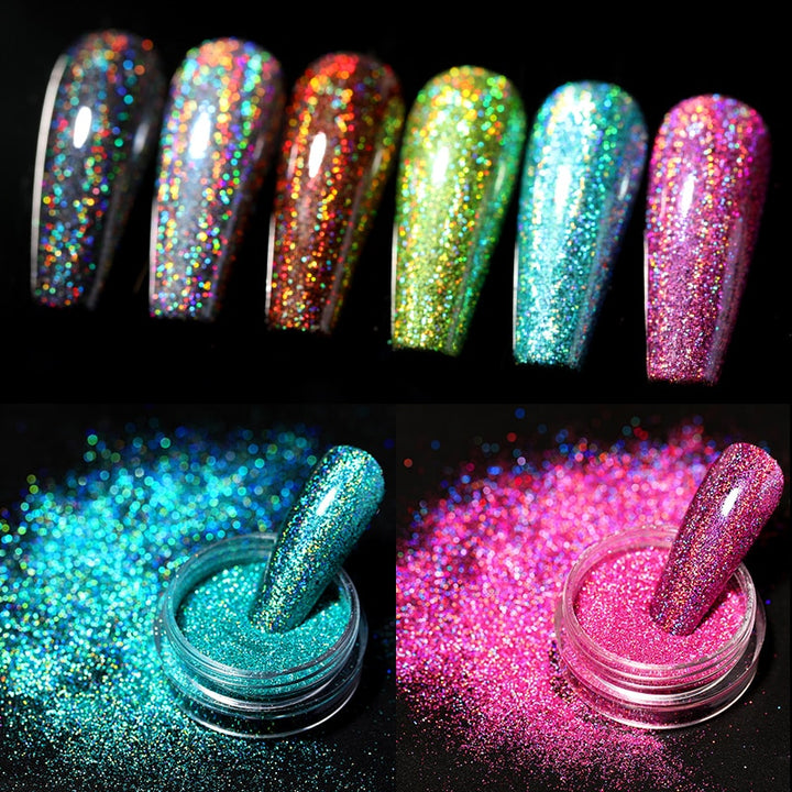 1 Box Hot Sale Holographics Nail Powders Laser Shiny Nail Glitters Dust Decorations For Nail Art Chrome Pigment DIY Accessories freeshipping - Etreasurs