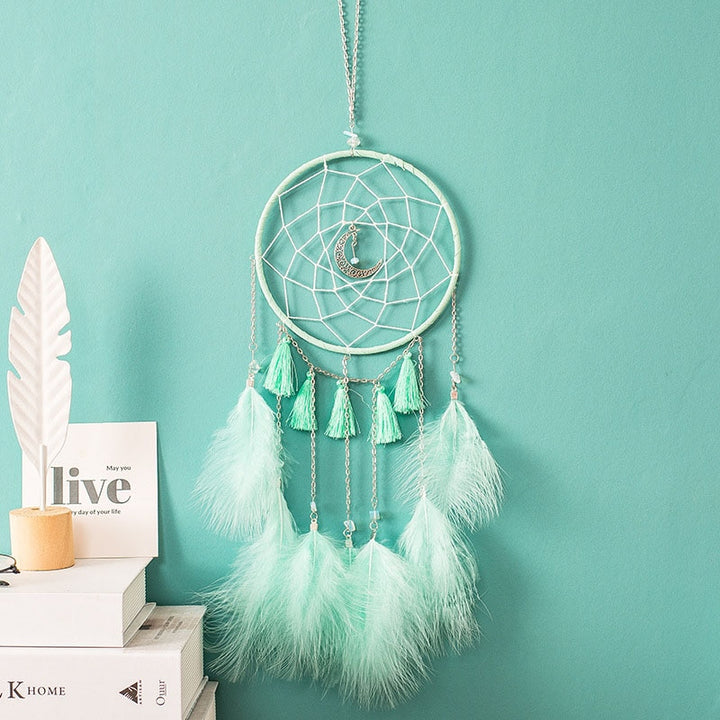 Original silver gray dream catcher 2 ring Indian feather hanging art gifts to bestie friends creative valentine's day gifts freeshipping - Etreasurs