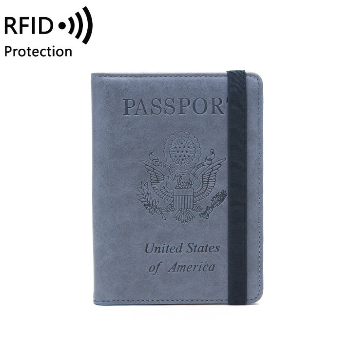 MIYIN RFID Blocking PU Leather printing Passport Holder Cover Case Travel Wallet Elastic Strap hold passport credit card wallet freeshipping - Etreasurs