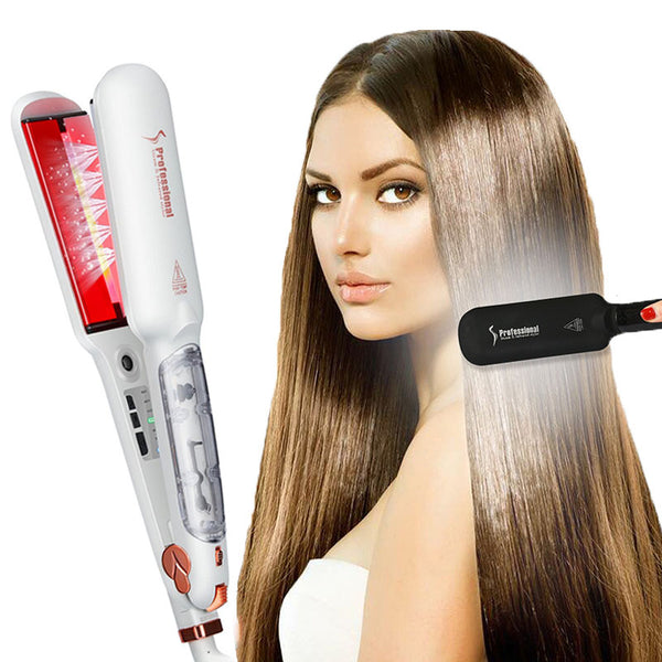 Drop Shipping Ceramic Infrared Professional Steam Hair Straightener Iron Vapor Spray Flat Straightening Styler Machine freeshipping - Etreasurs