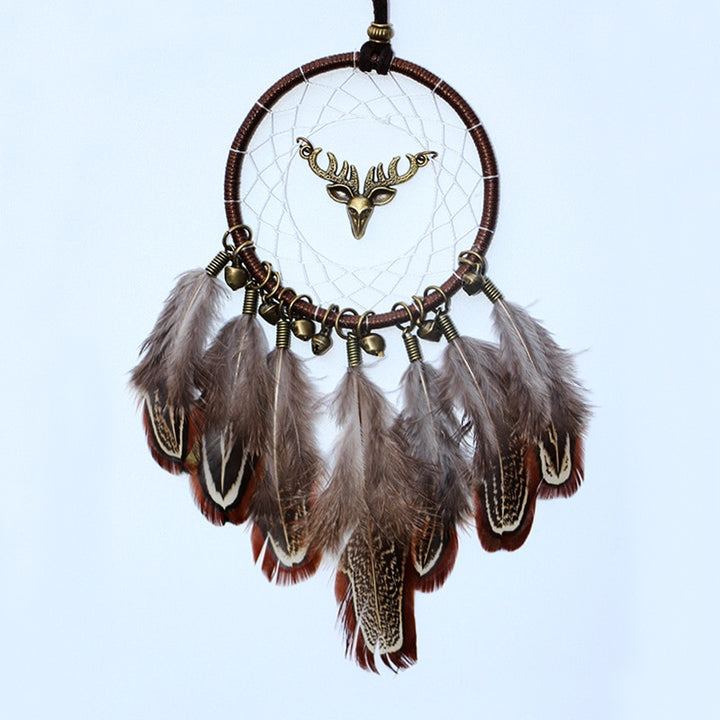 Original silver gray dream catcher 2 ring Indian feather hanging art gifts to bestie friends creative valentine's day gifts freeshipping - Etreasurs