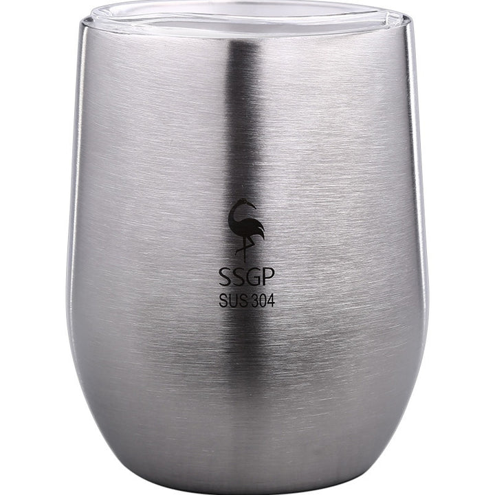 Stainless Steel Water Cup 304 Cup Office Small Tea Container Anti-Fall with Cover Double-Layer Anti-Scald Handy Coffee Cup Tea C freeshipping - Etreasurs