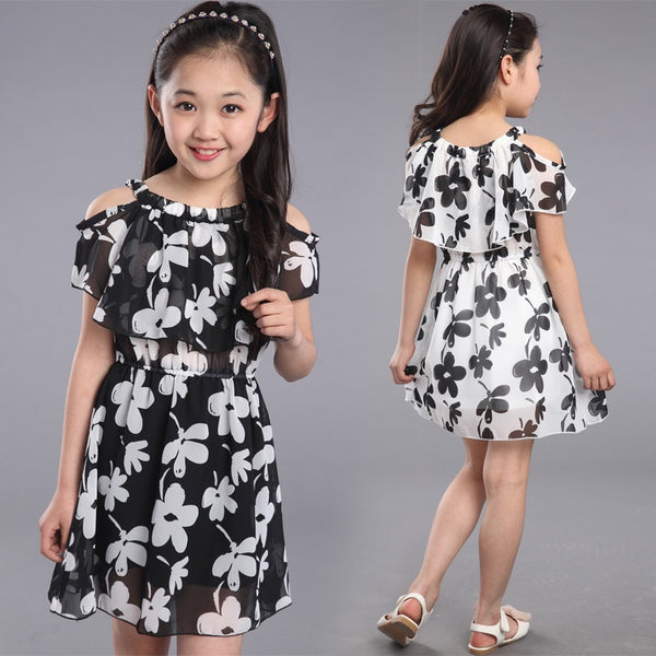 Teenage Girl Dresses Summer Children's Clothing Kids Flower Dress Chiffon Princess Dresses For Age 7 8 9 10 11 12 Years freeshipping - Etreasurs