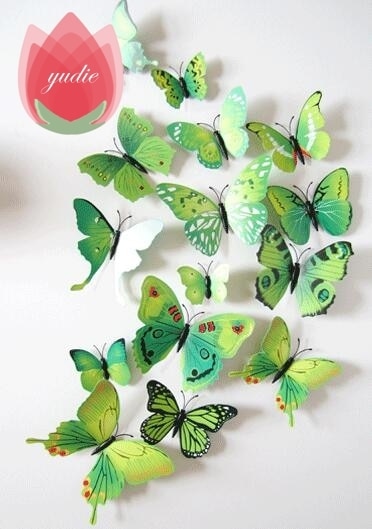 12Pcs DIY Lifelike 3D Multicolor Butterfly Magnet Fridge Magnet Wall Stickers Kids Baby Rooms Kitchen Home Decoration Free Glue freeshipping - Etreasurs