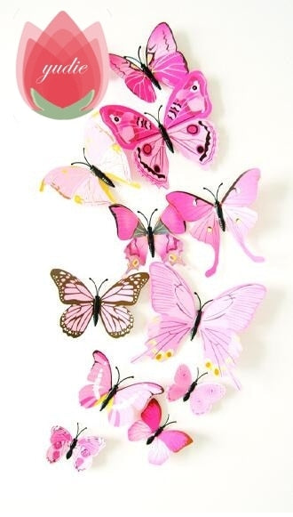 12Pcs DIY Lifelike 3D Multicolor Butterfly Magnet Fridge Magnet Wall Stickers Kids Baby Rooms Kitchen Home Decoration Free Glue freeshipping - Etreasurs