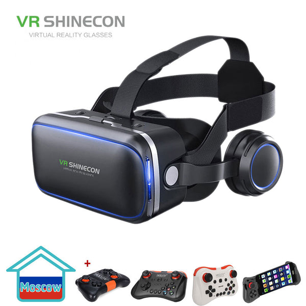 VR SHINECON G04E 3D VR Glasses Headset with earphones for 4.7-6.0 inches Android iOS Smart Phones freeshipping - Etreasurs