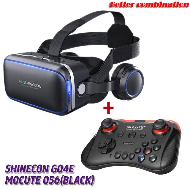 VR SHINECON G04E 3D VR Glasses Headset with earphones for 4.7-6.0 inches Android iOS Smart Phones freeshipping - Etreasurs