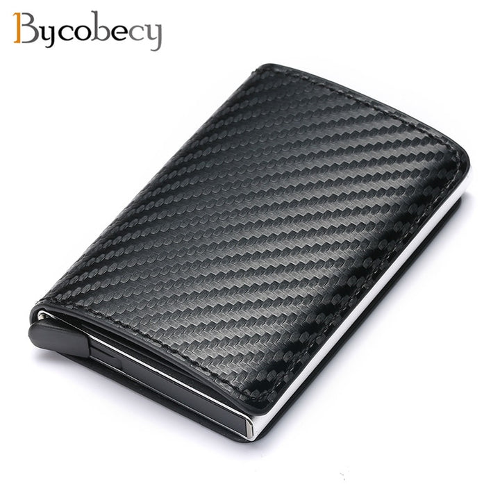 Bycobecy 2020 Credit Card Holder Wallet Men Women Metal RFID Vintage Aluminium Bag Crazy Horse PU Leather Bank Cardholder Case freeshipping - Etreasurs