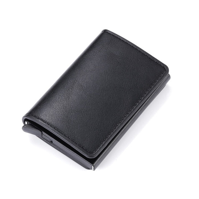 Bycobecy 2020 Credit Card Holder Wallet Men Women Metal RFID Vintage Aluminium Bag Crazy Horse PU Leather Bank Cardholder Case freeshipping - Etreasurs