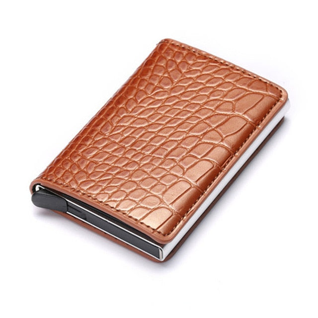 Bycobecy 2020 Credit Card Holder Wallet Men Women Metal RFID Vintage Aluminium Bag Crazy Horse PU Leather Bank Cardholder Case freeshipping - Etreasurs