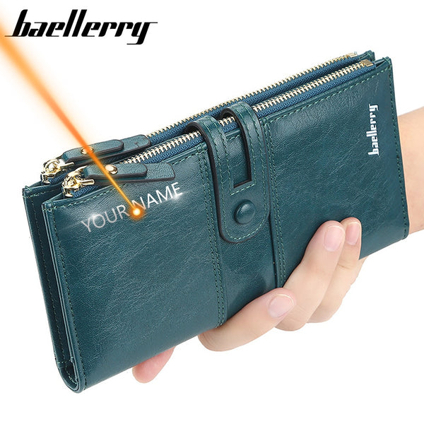 2020 Name Engrave Women Wallets Fashion Long Leather Top Quality Card Holder Classic Female Purse  Zipper Brand Wallet For Women freeshipping - Etreasurs