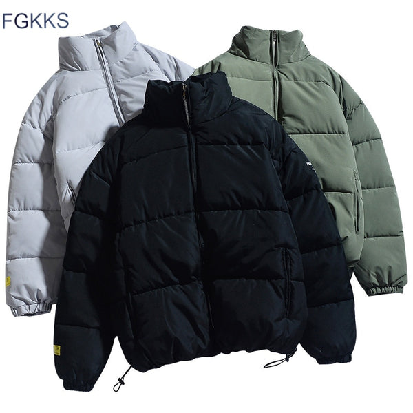 FGKKS Winter New Men Solid Color Parkas Quality Brand Men's Stand Collar Warm Thick Jacket Male Fashion Casual Parka Coat freeshipping - Etreasurs