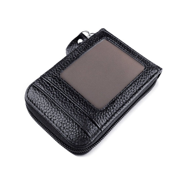 Men&#39;s Wallet Genuine Leather Credit Card Holder RFID Blocking Zipper Pocket Men bag freeshipping - Etreasurs