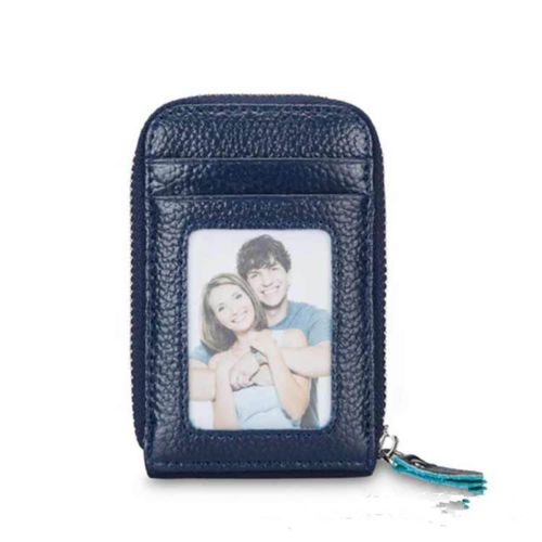 Men&#39;s Wallet Genuine Leather Credit Card Holder RFID Blocking Zipper Pocket Men bag freeshipping - Etreasurs