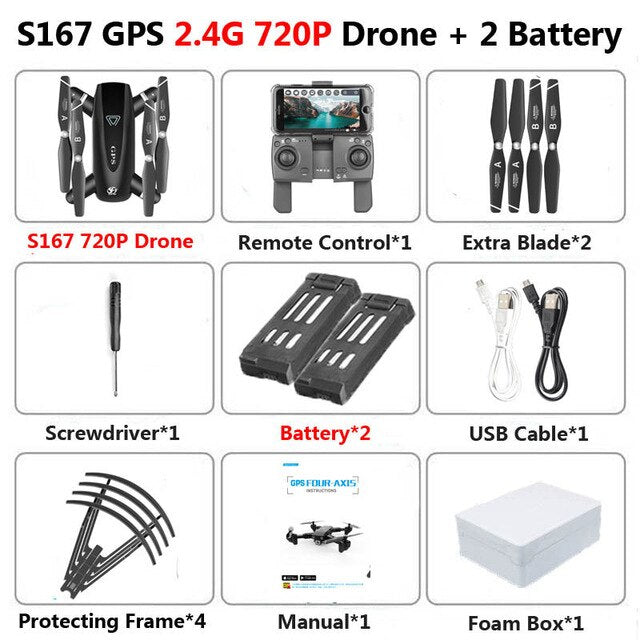 S167 Foldable Profissional Drone with Camera 4K HD Selfie 5G GPS WiFi FPV Wide Angle RC Quadcopter Helicopter Toy E520S SG900-S freeshipping - Etreasurs