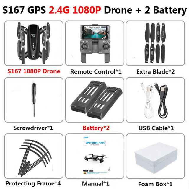 S167 Foldable Profissional Drone with Camera 4K HD Selfie 5G GPS WiFi FPV Wide Angle RC Quadcopter Helicopter Toy E520S SG900-S freeshipping - Etreasurs