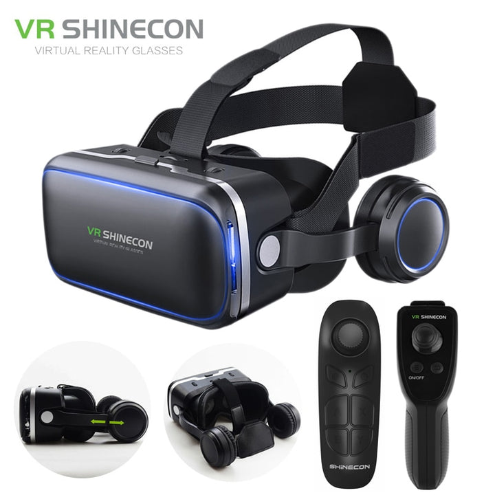 Shinecon 6.0 Virtual Reality Smartphone 3D Glasses VR Headset Stereo Helmet VR Headset with Remote Control for IOS Android freeshipping - Etreasurs