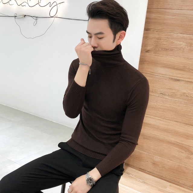 2019 Winter New Men's Turtleneck Sweaters Black Sexy Brand Knitted Pullovers Men Solid Color Casual Male Sweater Autumn Knitwear freeshipping - Etreasurs