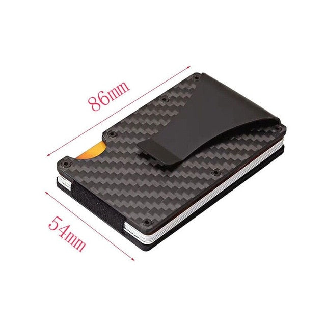 Business Aluminum Wallet Automatic Slide Card Case Carbon Fiber PU Leather Metal ID Credit Card Holder Clip freeshipping - Etreasurs