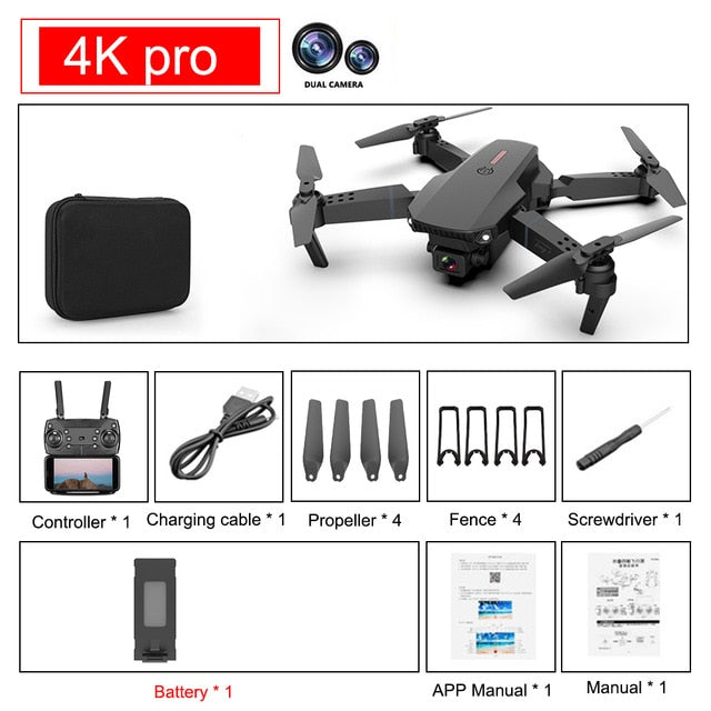SHAREFUNBAY E88 pro drone 4k HD dual camera visual positioning 1080P WiFi  fpv drone  height preservation rc quadcopter freeshipping - Etreasurs