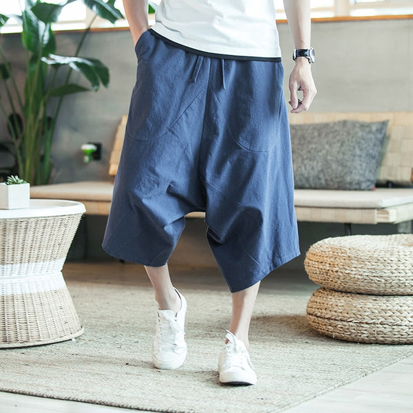 Dropshipping Men Harajuku Harem Pants 2020 Mens Summer Cotton Linen Joggers Pants Male Vintage Chinese Style Sweatpants Fashions freeshipping - Etreasurs