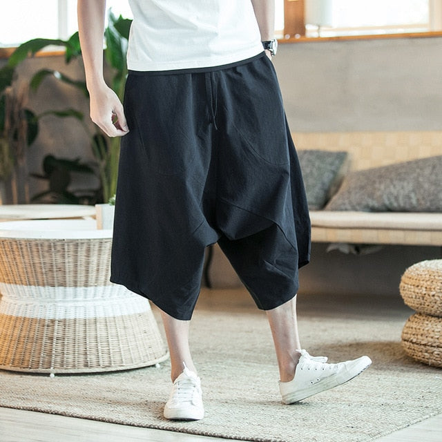 Dropshipping Men Harajuku Harem Pants 2020 Mens Summer Cotton Linen Joggers Pants Male Vintage Chinese Style Sweatpants Fashions freeshipping - Etreasurs
