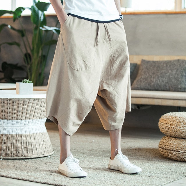 Dropshipping Men Harajuku Harem Pants 2020 Mens Summer Cotton Linen Joggers Pants Male Vintage Chinese Style Sweatpants Fashions freeshipping - Etreasurs