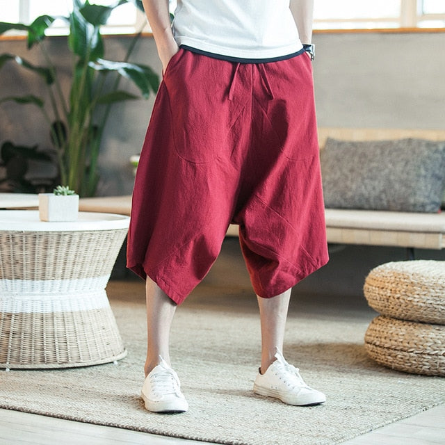 Dropshipping Men Harajuku Harem Pants 2020 Mens Summer Cotton Linen Joggers Pants Male Vintage Chinese Style Sweatpants Fashions freeshipping - Etreasurs