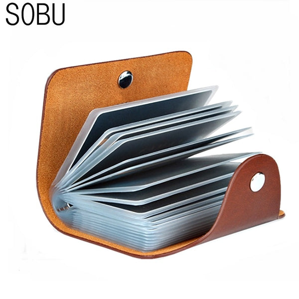 New PU Leather Function 24 Bits Card Case Business Card Holder Men Women Credit Passport Card Bag ID Passport Card Wallet H088 freeshipping - Etreasurs