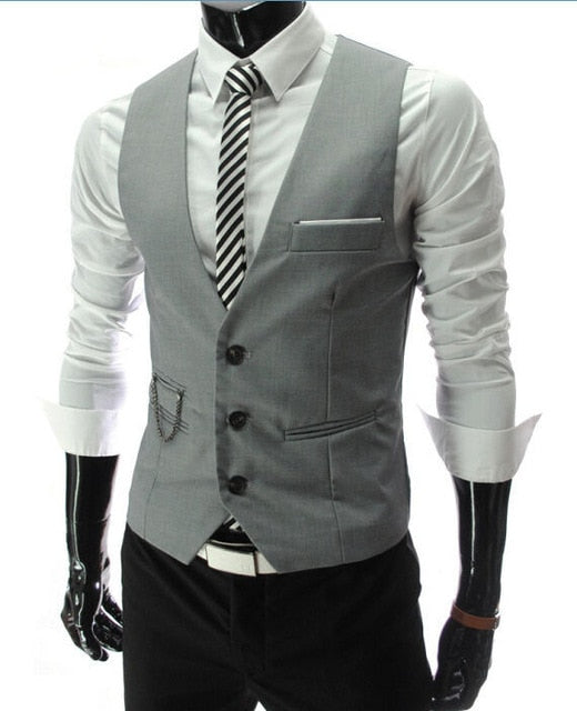 2020 New Arrival Dress Vests For Men Slim Fit Mens Suit Vest Male Waistcoat Gilet Homme Casual Sleeveless Formal Business Jacket freeshipping - Etreasurs
