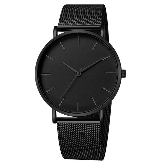 Minimalist Men Fashion Ultra Thin Watches Simple Men Business Stainless Steel Mesh Belt Quartz Watch Relogio Masculino freeshipping - Etreasurs