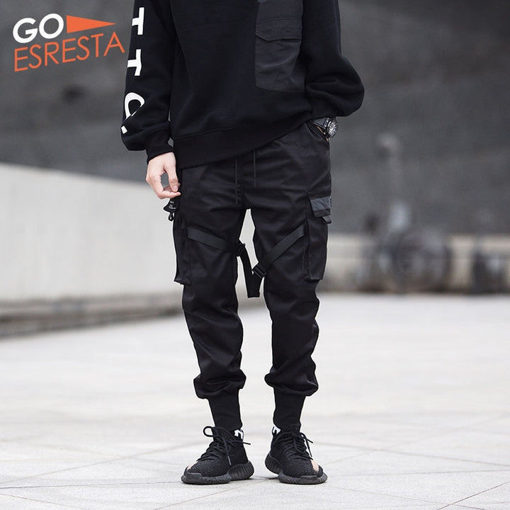 Black Hip Hop Cargo Pants Men Streetwear Fashion Cotton Joggers Sweatpants Casual Harem Trousers Summer Harajuku Tide Clothing freeshipping - Etreasurs