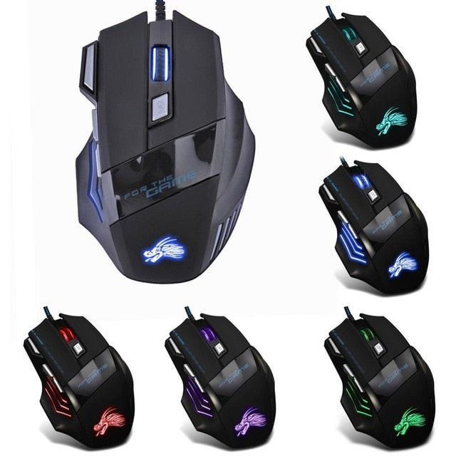 USB Wired Gaming Mouse 5500DPI Adjustable 7 Buttons LED Optical Professional Gamer Mouse Computer Mice for PC Laptop Games Mice freeshipping - Etreasurs