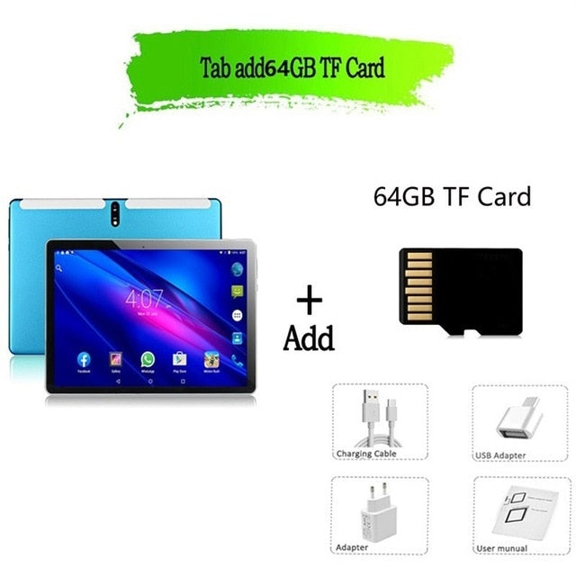 New Tablet Pc 10.1 inch Android 9.0 Tablets Octa Core Google Play 3g 4g LTE Phone Call GPS WiFi Bluetooth Tempered Glass 10 inch freeshipping - Etreasurs