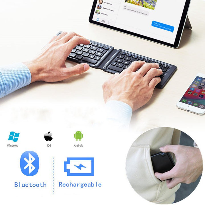 Bluetooth Wireless Computer Keyboard Mini Small Ultra Slim Thin Folding Keybord Portable BT Keypad For iPad Apple Phone Tablet freeshipping - Etreasurs