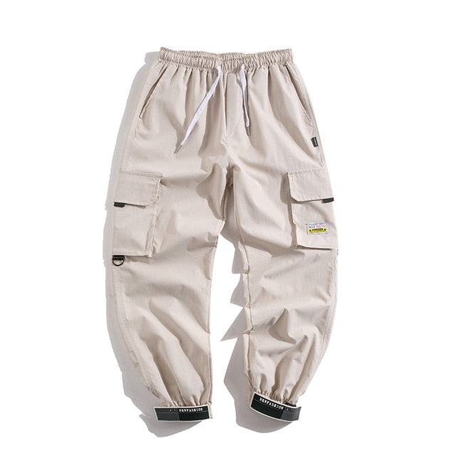 Men's Side Pockets Cargo Harem Pants 2020 Ribbons Black Hip Hop Casual Male Joggers Trousers Fashion Casual Streetwear Pants freeshipping - Etreasurs