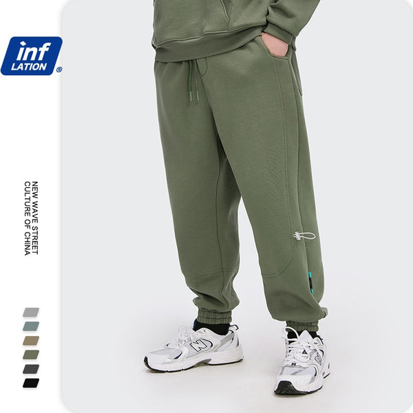 INFLATION Fleece Loose Fit Men Sweatpant In Pure Color 2020 Winter Elastic Waist Sweatpant Streetwear Men Outdoor Pants 3206W freeshipping - Etreasurs