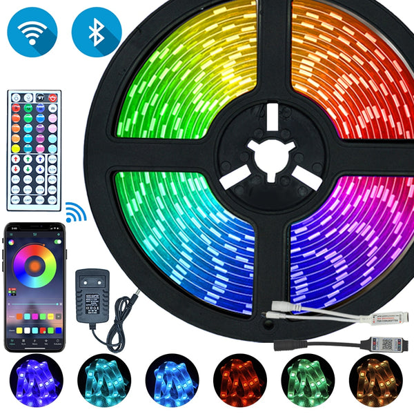 LED Strips Lights Bluetooth Iuces RGB 5050 SMD 2835 Waterproof WiFi Flexible Lamp Tape Ribbon Diode DC12V 5M 10M 15M 20M Color freeshipping - Etreasurs