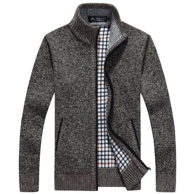 Sweater Men Autumn Winter Cardigan SweaterCoats Male Thick Faux Fur Wool Mens Sweater Jackets Casual Knitwear Plus Size M-4XL freeshipping - Etreasurs