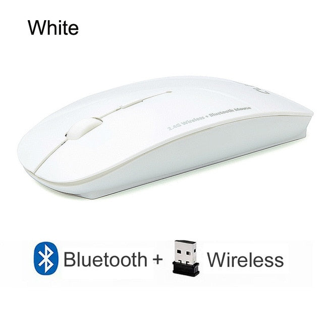 3 Mode 2.4Ghz Wireless + Bluetooth 2 In 1 Cordless Mouse 1600 DPI Ultra-thin Ergonomic Portable Optical Mice Computer PC freeshipping - Etreasurs