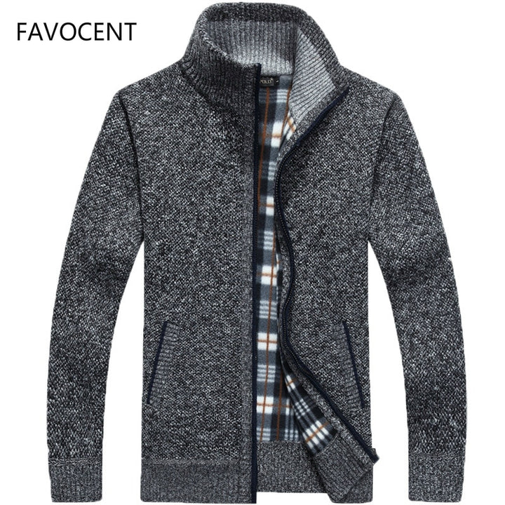 2020 Autumn Winter Men's Sweater Coat Faux Fur Wool Sweater Jackets Men Zipper Knitted Thick Coat Warm Casual Knitwear Cardigan freeshipping - Etreasurs