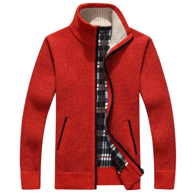 2020 Autumn Winter Men's Sweater Coat Faux Fur Wool Sweater Jackets Men Zipper Knitted Thick Coat Warm Casual Knitwear Cardigan freeshipping - Etreasurs