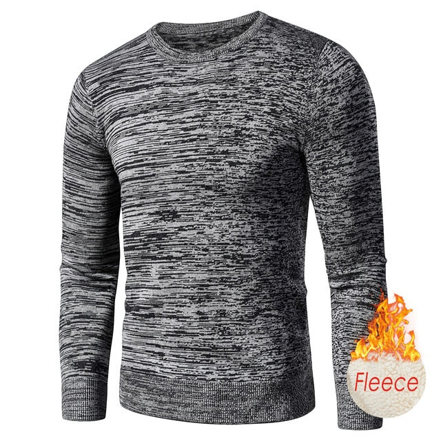 Men Autumn New Casual Vintage Mixed Color Cotton Fleece Sweater Pullovers Men Winter O-Neck Fashion Warm Thick Jacquard Sweaters freeshipping - Etreasurs