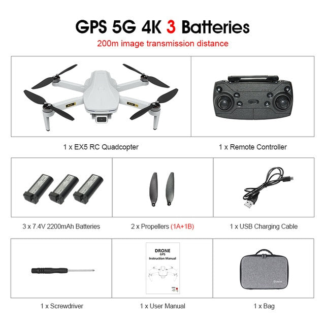 Eachine EX5 Drone 229g RC Quadcopter 4K GPS HD Mini Camera Profesional With 5G WIFI 1000 METERS Distance FPV Drone Protable Dron freeshipping - Etreasurs