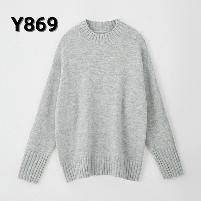 Aachoae Autumn Winter Women Knitted Turtleneck Cashmere Sweater 2020 Casual Basic Pullover Jumper Batwing Long Sleeve Loose Tops freeshipping - Etreasurs
